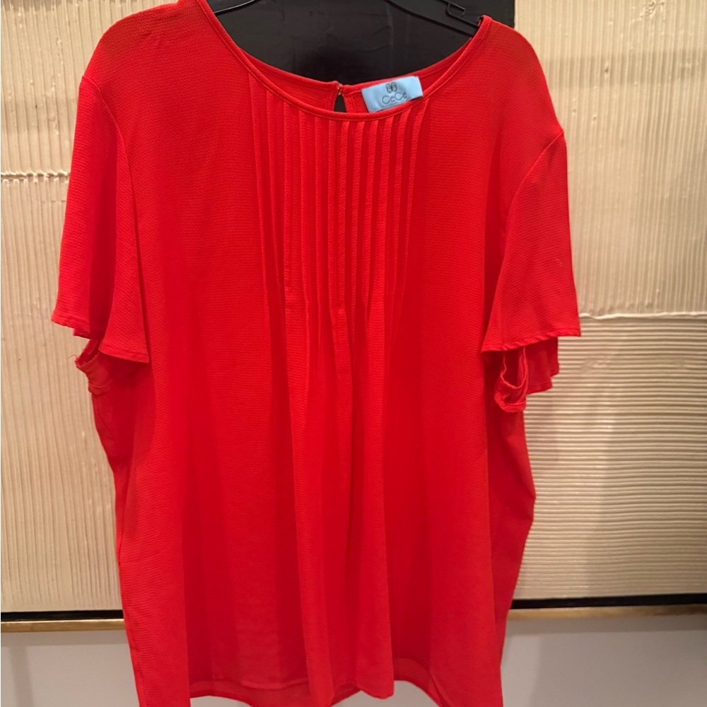CeCe Vibrant Red Blouse